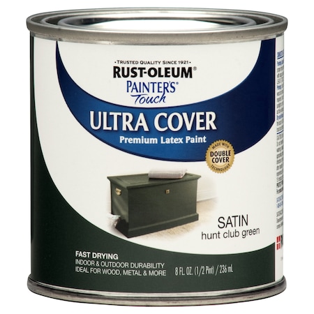 Rust-Oleum Interior/Exterior Paint, Satin, Hunt Club Green, 1/2 Pint 267314
